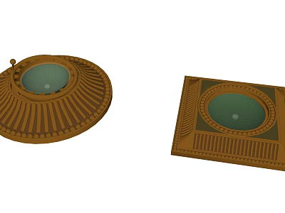 Brown Decorative Ceiling Lights With Round Shade And Square Base Design Patterns 3d model