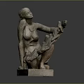 Artistic Kneeling Woman Sculpture Holding Flowers With Intricate Details And Square Stone Base