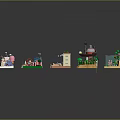 Colorful Cartoon Style Lego Miniature Buildings Featuring Various Creative Scenes