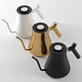 Modern Sleek Teapots In White Gold And Black With Sleek Spout Handle And Dial Lid