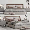 Modern Double Bed Interior Featuring Bedside Tables Decorative Pillows Throw Blankets And Lamps