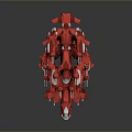Red And White Space Shuttle Parts Form Intricate Cosmic Structure With Reflective Surfaces