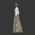 Stylish Geometric Pattern Long Dress With White Top On Mannequin