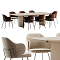 Contemporary Light Wood Dining Table Set With Soft Fabric Upholstered Chairs For Stylish Home Interior
