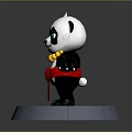 Cute Panda With Yellow Beaded Necklace Red Sash On Base With Green Grass And Bricks