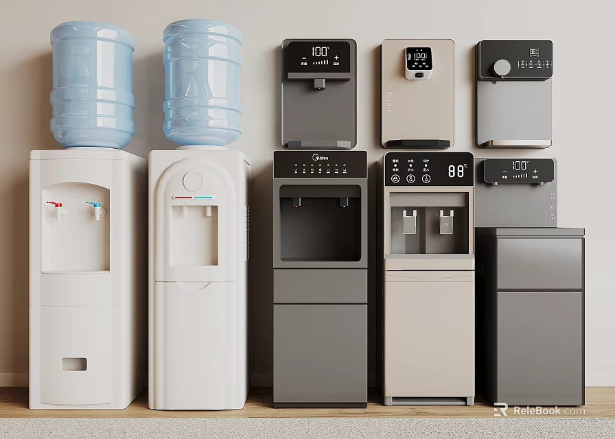 Automatic Water Dispensers in Various Styles Colors and Hot Cold Water Functions for Home Office 3d model 
