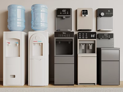 Automatic Water Dispensers in Various Styles Colors and Hot Cold Water Functions for Home Office 3d model