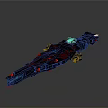 Futuristic Black Red SciFi Spaceship With Glowing Elements And Complex Structure 3d model