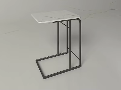 Modern Minimalist Coffee Table With Marble Top And Black Metal Frame 3d model