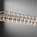 Modern Geometric Chandelier With Metal Frame Linear Structure And LED Lighting 3d model