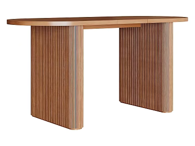 Modern Solid Wood Dining Table With Sleek Column Legs And Natural Finish 3d model