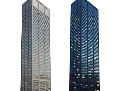 Modern High Rise Office Buildings With Glass Facades And Different Color Exteriors 3d model