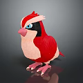 Cute Game or Movie Character Bird with Red White Feathers Blue Eyes and Pink Beak