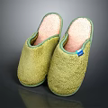 Green Fluffy Slippers With Pink Inner Soft Fleece Material For Comfortable Wear