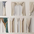 Various Style Curtains with Assorted Colors and Elegant Draped Designs for Home Interior 3d model