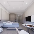 Modern Hotel Room Interior With Comfortable Bed Large Window And Wooden Flooring
