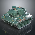 Green Military Tank 3D Model With Turret Cannon Tracks And Armor Details