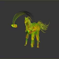Transparent Unicorn Sculpture With Rainbow And Cloud Accents And Reflection On Dark Background