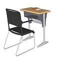 Modern Desk With Light Wooden Top Black Chair And Book On Surface