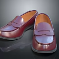 Classic Burgundy Leather Loafers Shoes With Black Soles And Orange Linings