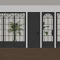 Dark Interior Doors With Glass Panels White Walls And Wooden Floor Design