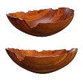 Wooden Tableware Set with Handcrafted Wavy Edge Bowls and Natural Grain