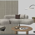 Modern Minimalist Sofa Coffee Table Set With Pillows Blanket And Floor Lamp