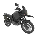 Black Adventure Motorcycle With Windshield Rearview Mirrors And Off Road Tires