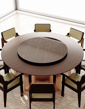 Modern round dining table and chair combination 3d model