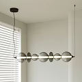 Modern Spherical Chandelier With Multiple Hanging Lights In Linear Interior Arrangement 3d model