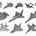 Various Detailed Fighter Jet Models Displayed With Different Military Aircraft Designs