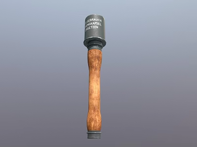 Military Hand Grenade Weapon With Metal Casing And Wooden Handle Design 3d model