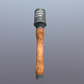 Military Hand Grenade Weapon With Metal Casing And Wooden Handle Design