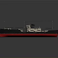 Detailed 3D Model of Cargo Ship With Black Green Hull Red Bottom and Deck Cabin