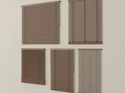 Different Styles Of Brown Wooden Window Blinds For Home Interior Decor 3d model