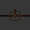 Rusted Metal Sculpture Carving With Circular Ring Design And Antique Finish