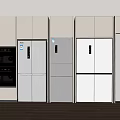 Modern White Kitchen Cabinets Design With Built in Appliances And Fridge Units