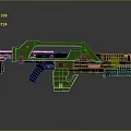 Futuristic Green Weapon With Modern Sleek Structure And Sci-Fi Tactical Features 3d model