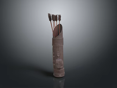 Traditional Ancient Weapon Bamboo Quiver Holding Multiple Arrows With Carved Details 3d model
