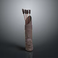 Traditional Ancient Weapon Bamboo Quiver Holding Multiple Arrows With Carved Details