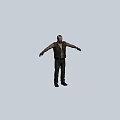 Standing Man with Outstretched Arms Black Vest Tattooed Arms and Denim Jeans