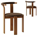 Modern Wooden Dining Chairs With Brown Fabric Seat Cushion And Sturdy Frame