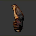 Detailed Brown Owl Statue Perched on a Stack of Old Books