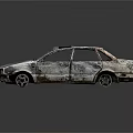 Abandoned Rusted Car With Damaged Roof And Corroded Body Exterior