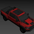 Red Pickup Truck With Black Grille Double Cab Black Wheels And Rugged Exterior