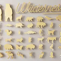 Golden Wilderness Themed Animal Shaped Wall Decor With Various Wildlife Figures