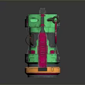 Futuristic Tactical Weapon With Vibrant Red Green Casing And Ergonomic Grip Design