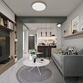 Modern Apartment With Sofa In Living Room And Bed In Bedroom