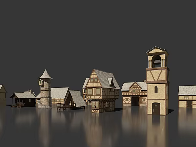 Exquisite Traditional European Architecture Featuring Various Towers Wooden Stone Structures And Gabled Roofs 3d model