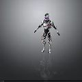 Futuristic Mech Warrior Character With White Black Pink Armor And Sharp Glowing Accents